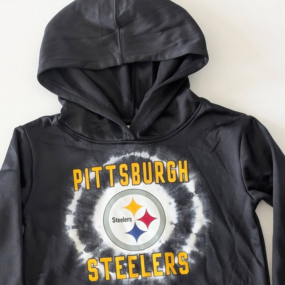 NFL Team Apparel Pittsburgh Steelers Youth Tie-Dye Pullover Hoodie Black/Gold